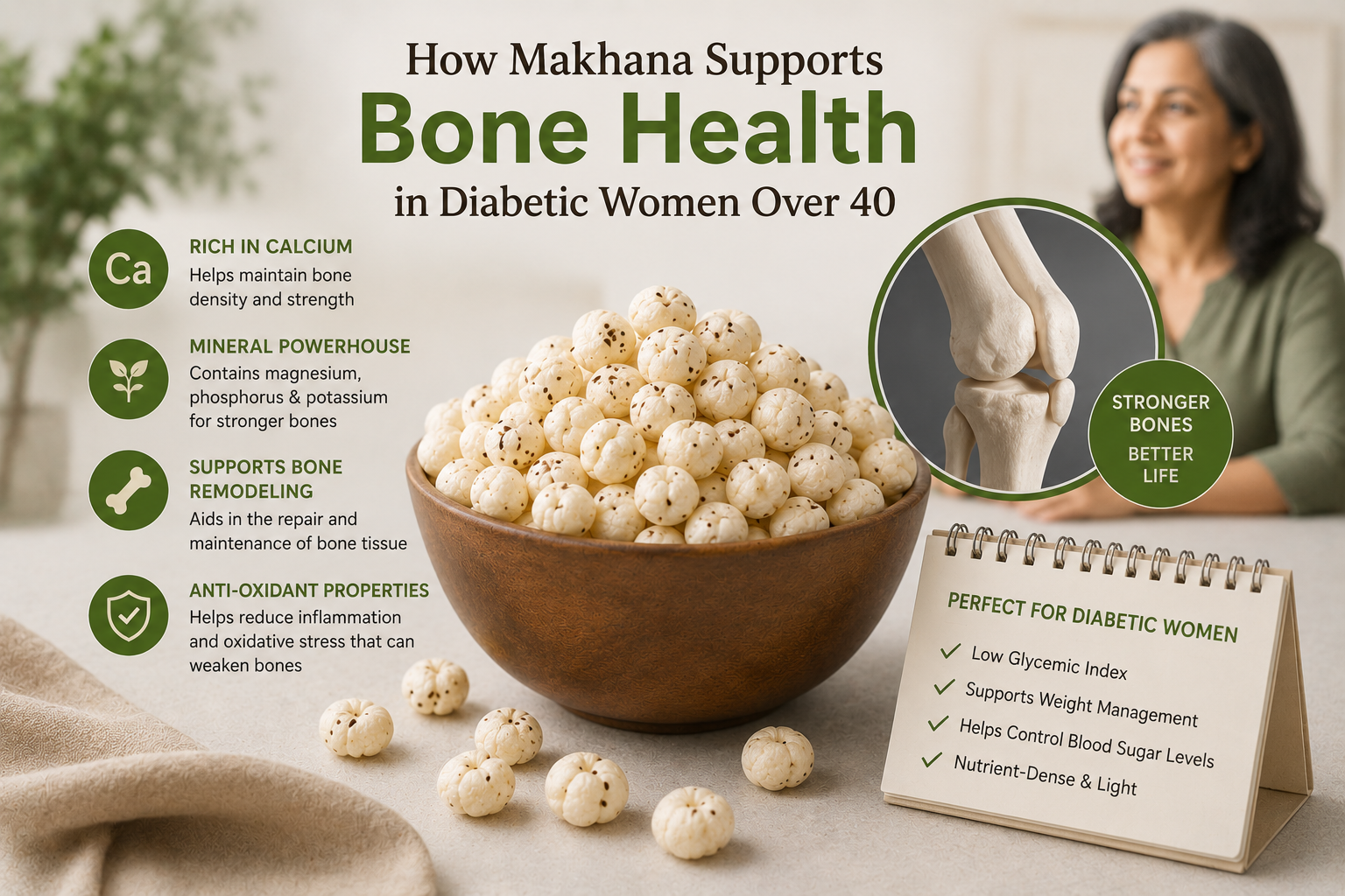 How Makhana Supports Bone Health in Diabetic Women Over 40