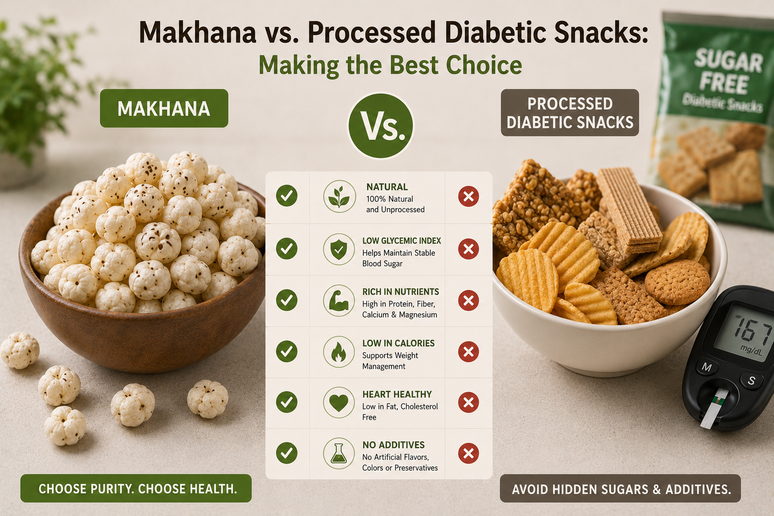 Makhana vs. Processed Diabetic Snacks: Making the Best Choice