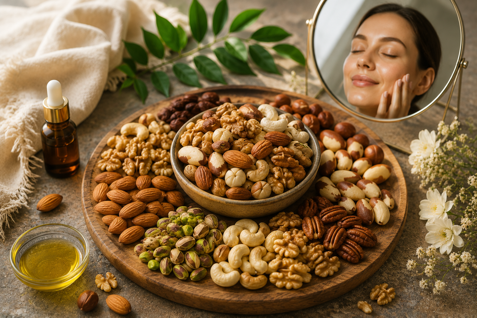 Anti-Aging Properties of Well-Preserved Antioxidants in Various Nuts