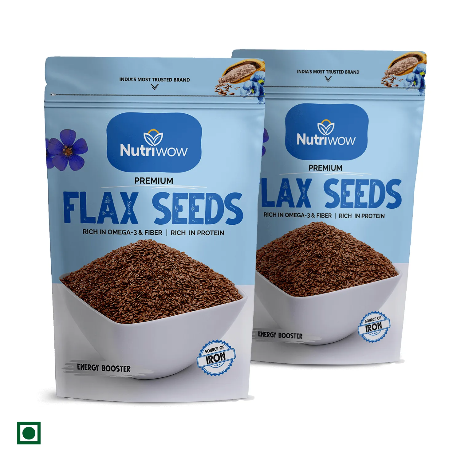 Nutriwow Premium Flax Seeds | Alsi Beej | 500g (250g Pack of 2)