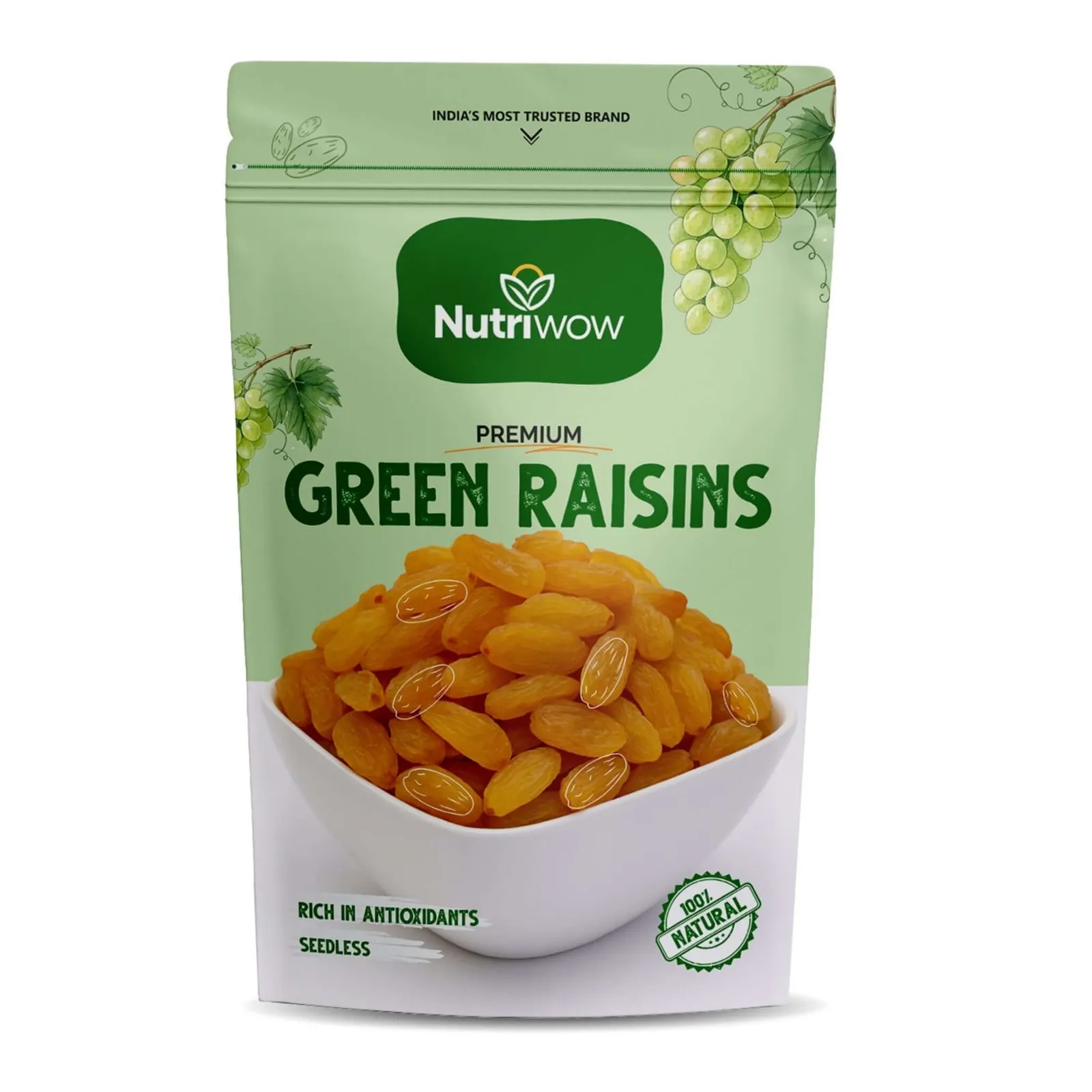 Nutriwow Premium Green Raisins | Kishmish 500g