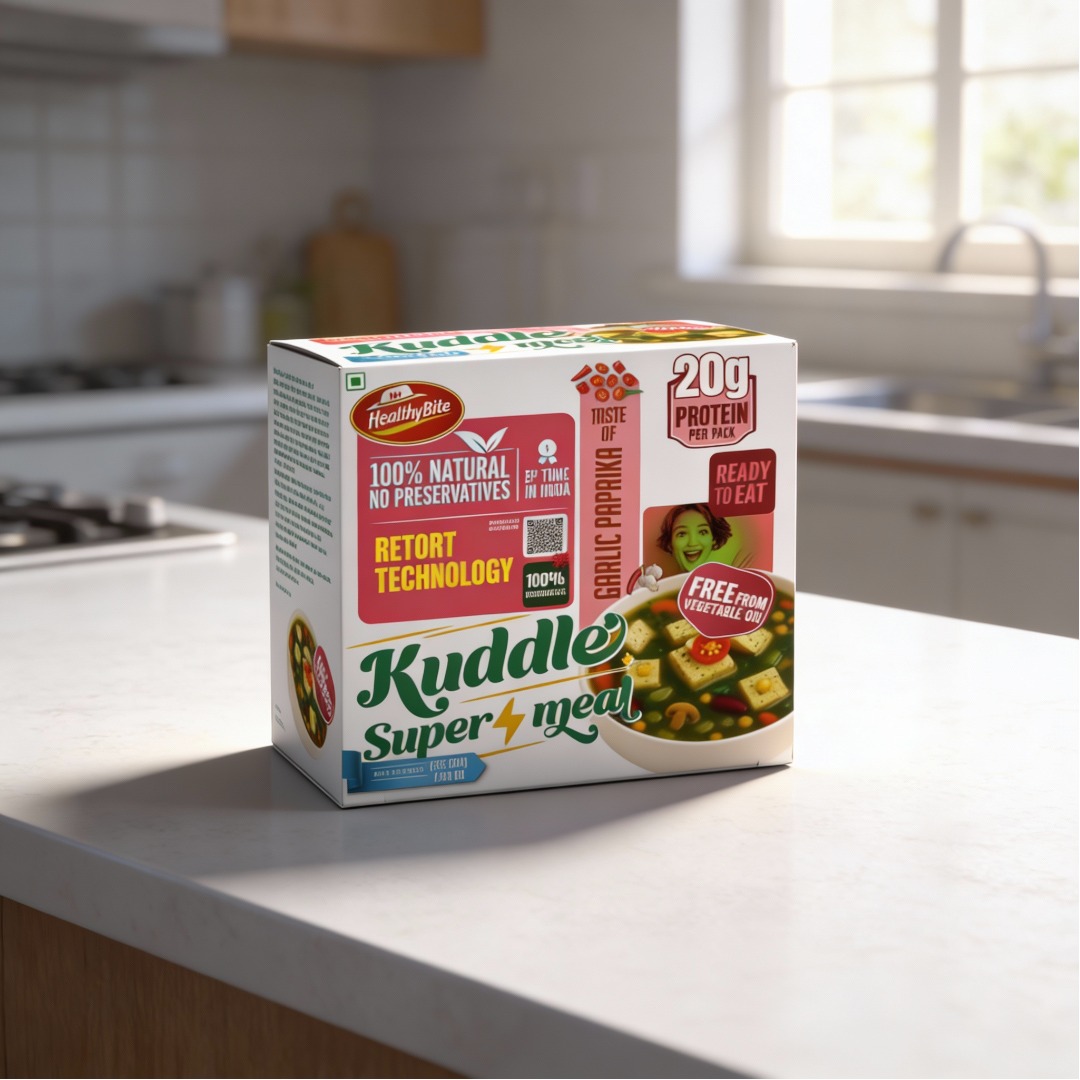 Kuddle Super Meal Garlic Paprika – Ready to Eat High Protein Meal | 16g Protein | No Preservatives | Free From Vegetable Oil | 225g